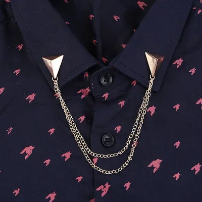 Retro Jewelry Pearl Flower Brooch Ladies Fashion Chain Tassel Personality Shirt Collar Pin Simple Clothing Women Men Accessories