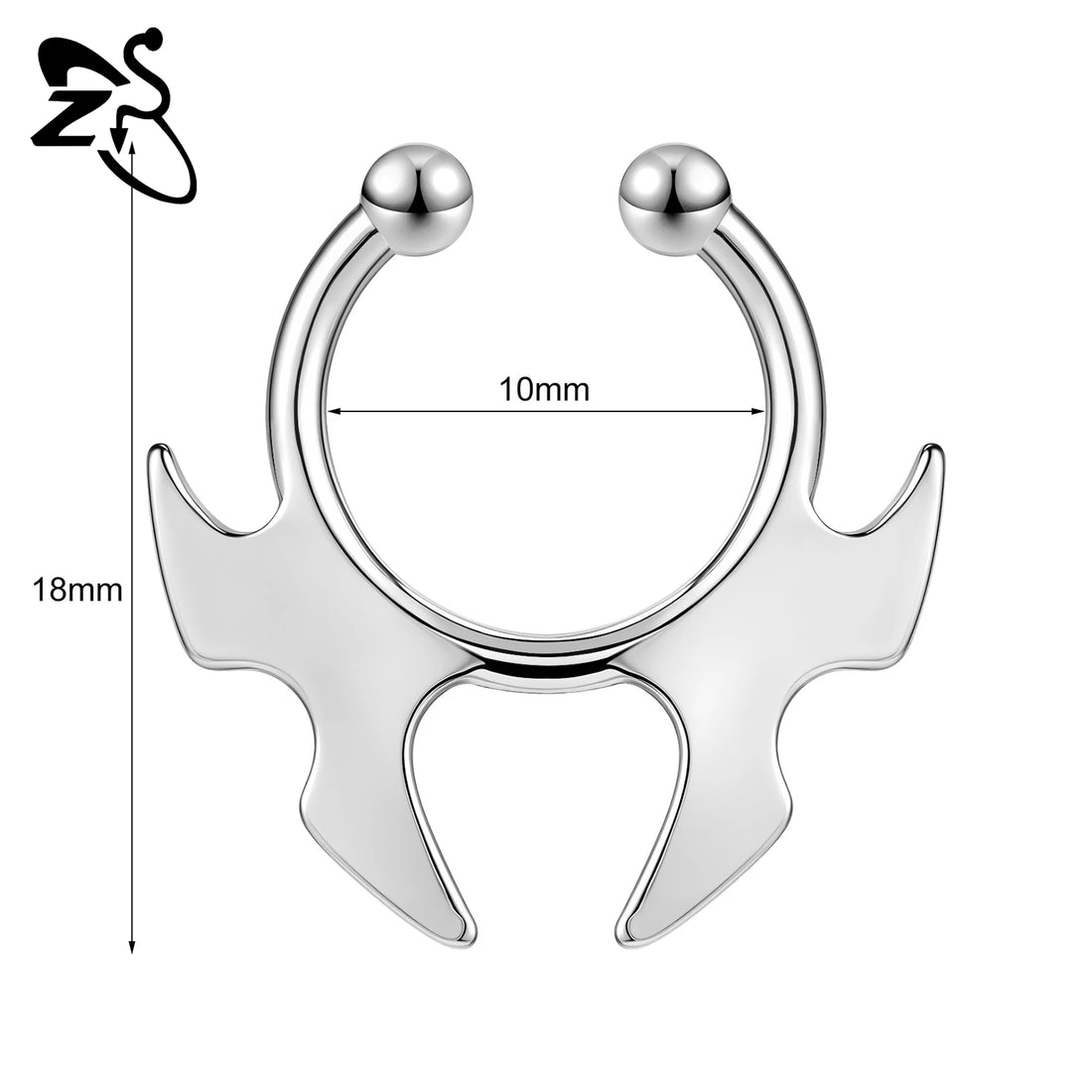 ZS 1 Piece Punk Stlye Fake Septum Ring For Men Women Irregular Nose Cuff Cyberpunk Non Piercing Clip On Nose Piercings Jewelry