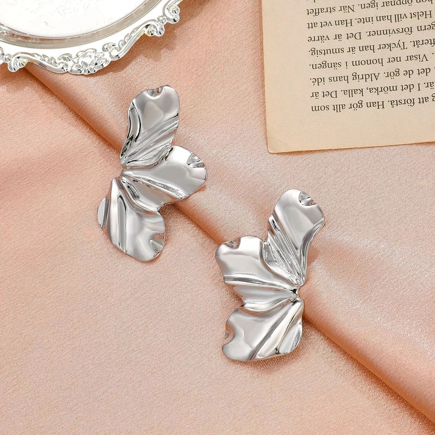 Trendy Geometric Lotus Leaf Shape Pendant Drop Earrings for Women Gold Color Hanging Earrings Ladies Jewelry Wedding Party Gift