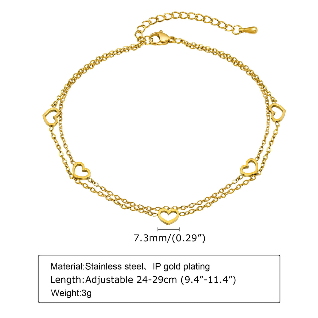 Women's Waterproof Stainless Steel Dainty Bead Charm Chain Anklet Jewelry, Gold Color Minimalist Anklets For Daily Beach Holiday