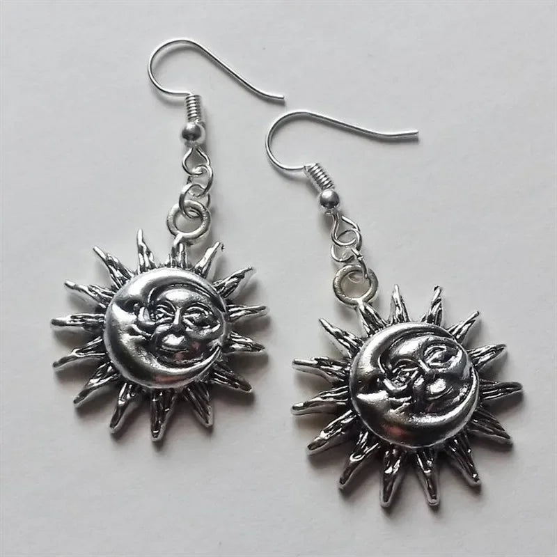 Whimsy Goth Swirly Star Earrings Silver Color Pair of Celestial  Witch Celestial Fairycore Gift Friend Women Boho Cute Gothic
