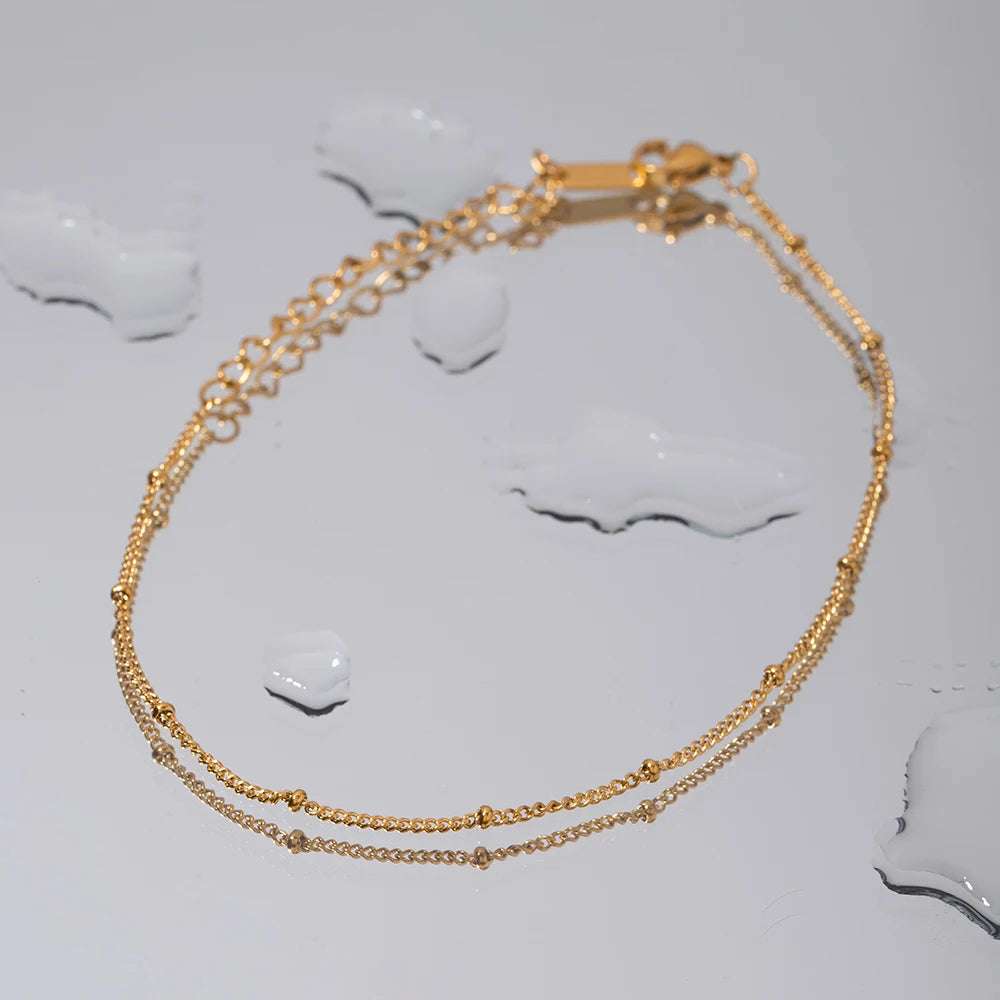 Uworld Stylish Chain Bead Anklet Stainless Steel Metal брелок New Summer Bijoux Barefoot Beach Golden On Foot Charm Jewelry