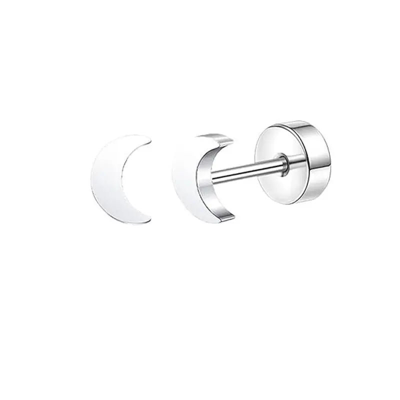 2PCS/Set Stainless Steel Heart Moon Earbone Stud Screw Ball Stud Earrings for Women Fashion Ear Tragus Cartilage Body Piercing