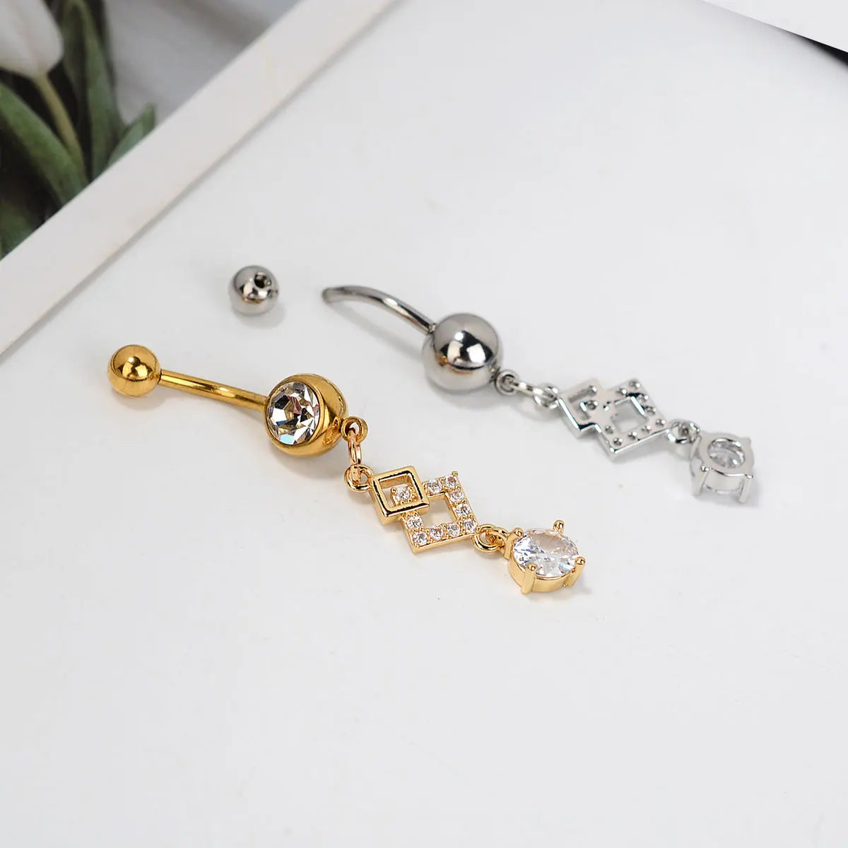 1PC Women Fashion Stainless Steel Piercing Crystal Butterfly Heart Belly Navel Ring Dangle Personality Body Jewelry Accessories