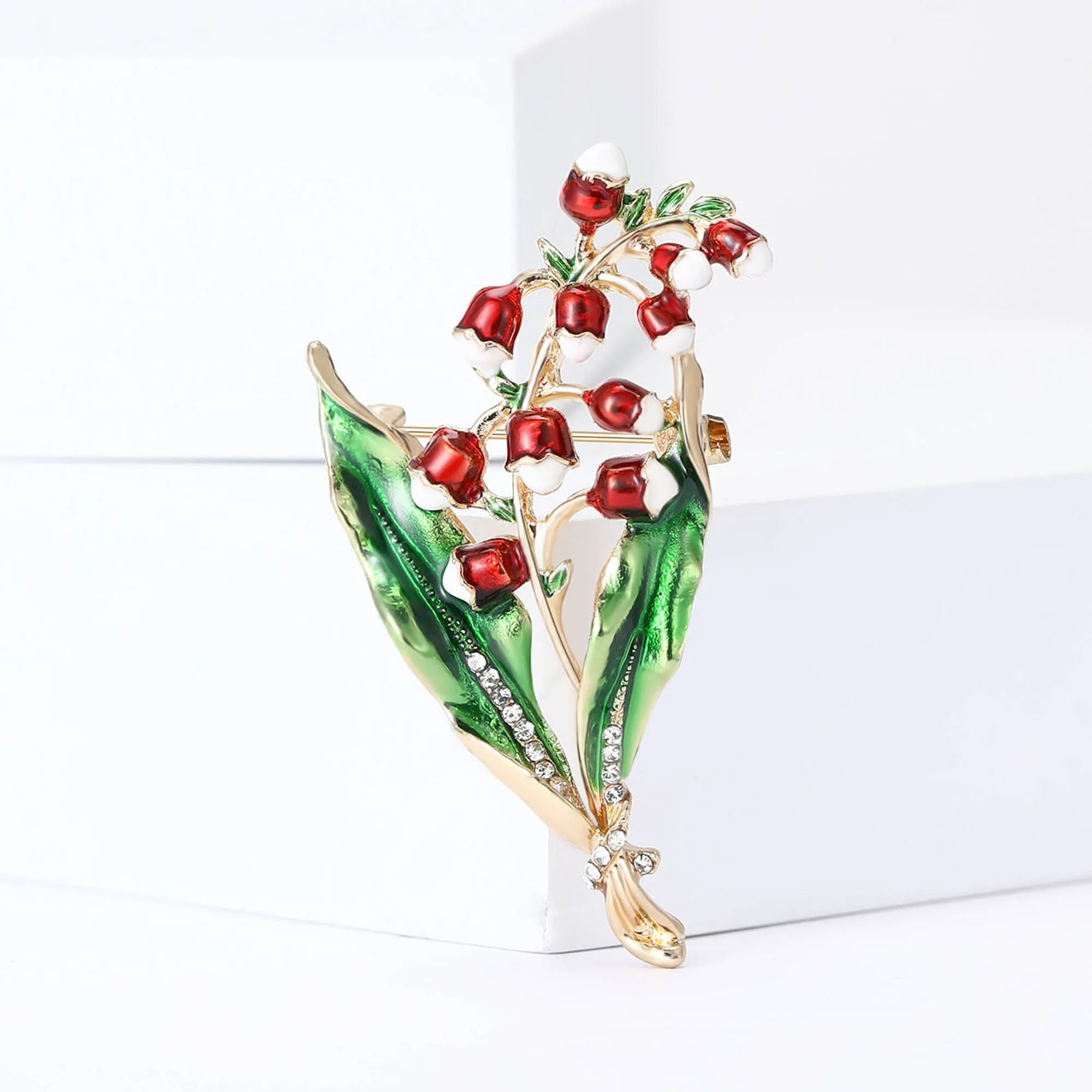 Pearl Lily of the Valley Flower Brooches for Women Enamel Berry Pin Plant Lapel Pins Office Party Funny Friend Gifts Accessories