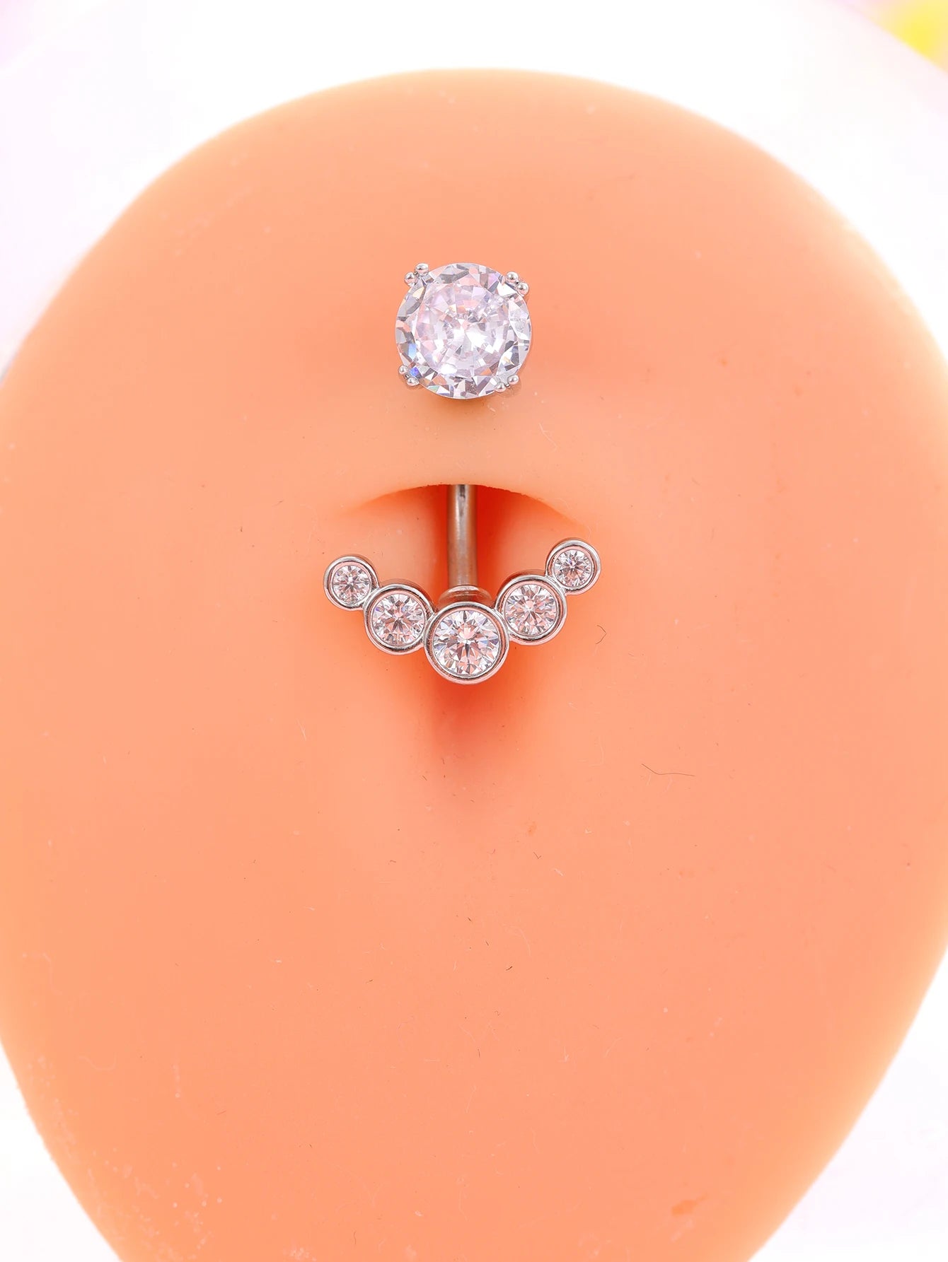 Gold Color Stainless Steel Belly Button Ring Long Dangled Flower CZ Crystal Navel Belly Piercing Rings for Women Sexy Jewelry