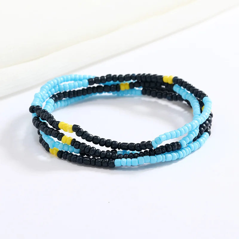 Women New Simple Fashion Hand Beaded Chain Glass Beaded Body Chain All-match Color Elastic Waist Chain BD7052