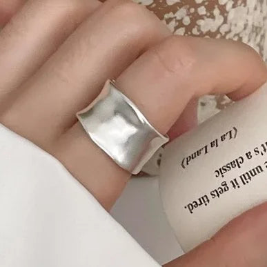 BF CLUB 925 Sterling Rings for Women Fashion Geometric Handmade Irregular Strip Ring Party Christmas Gift