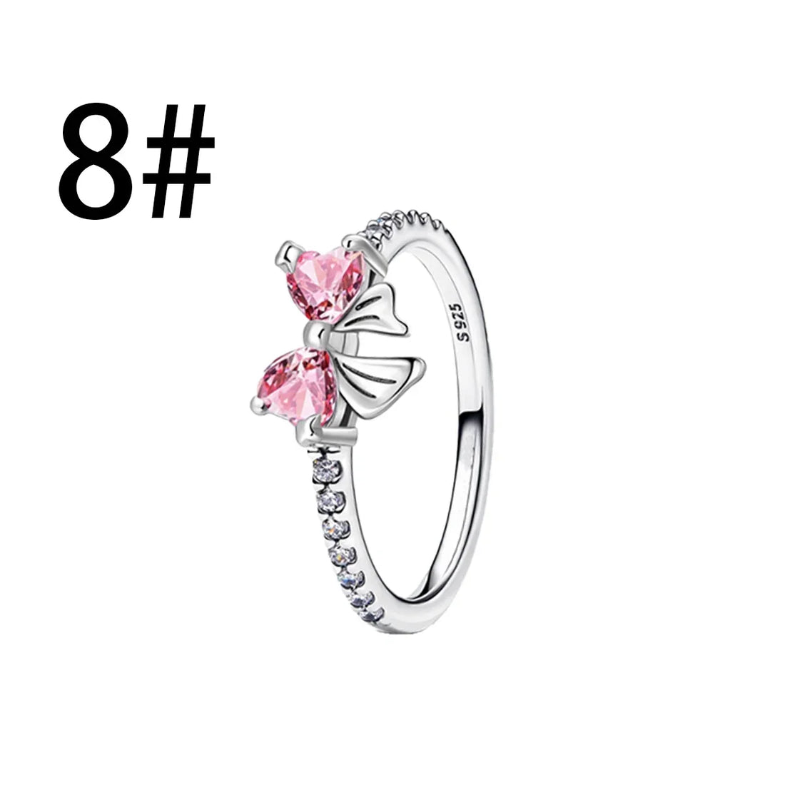 New Original 925 Sterling Silver Crown Bow Heart Set Ring Necklace Earring Crystal Women Valentine's Birthday Gift DIY Jewellery