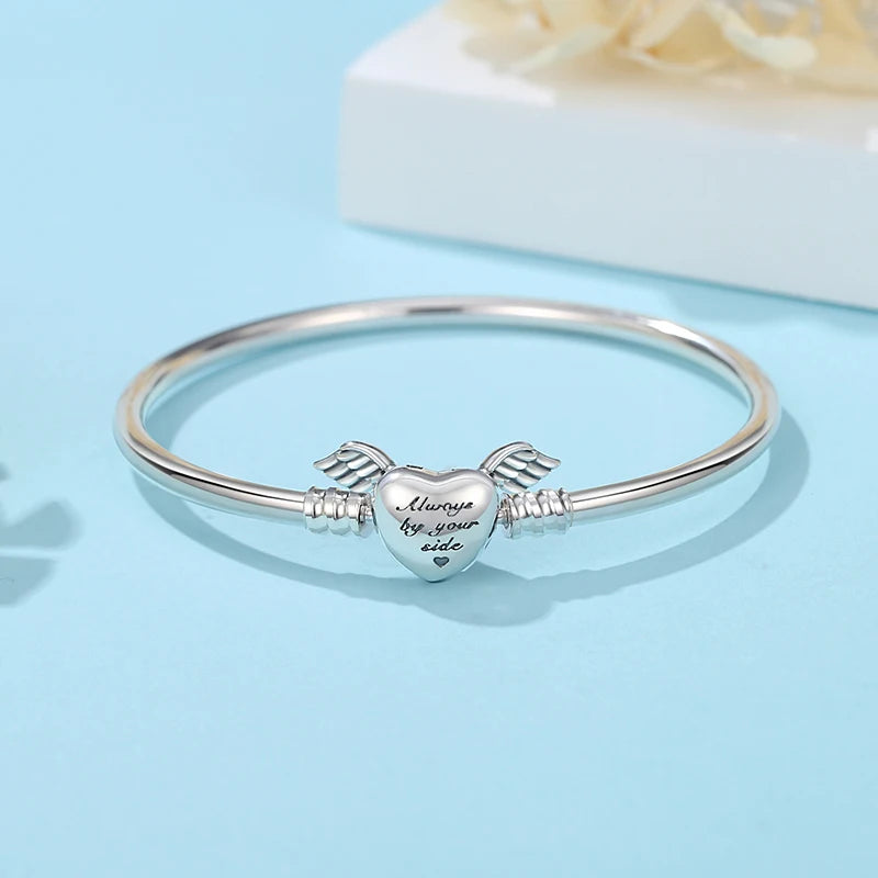 925 Sterling Silver Bracelets For Women Charms Beads Love Heart With Wings Clip Bangles Original DIY Luxury Jewelry