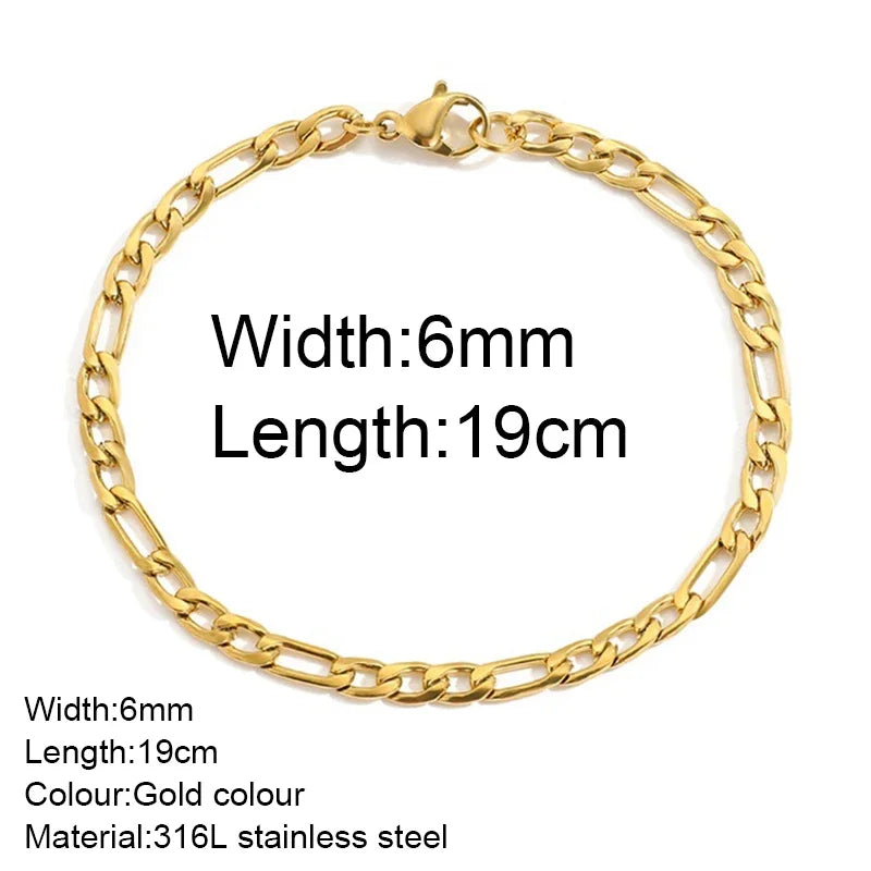 Multilayered Bracelet Gold Color Snake Paperclip Figaro Cuban Chain Stainless Steel Jewelry Male Female Bracelets Factory