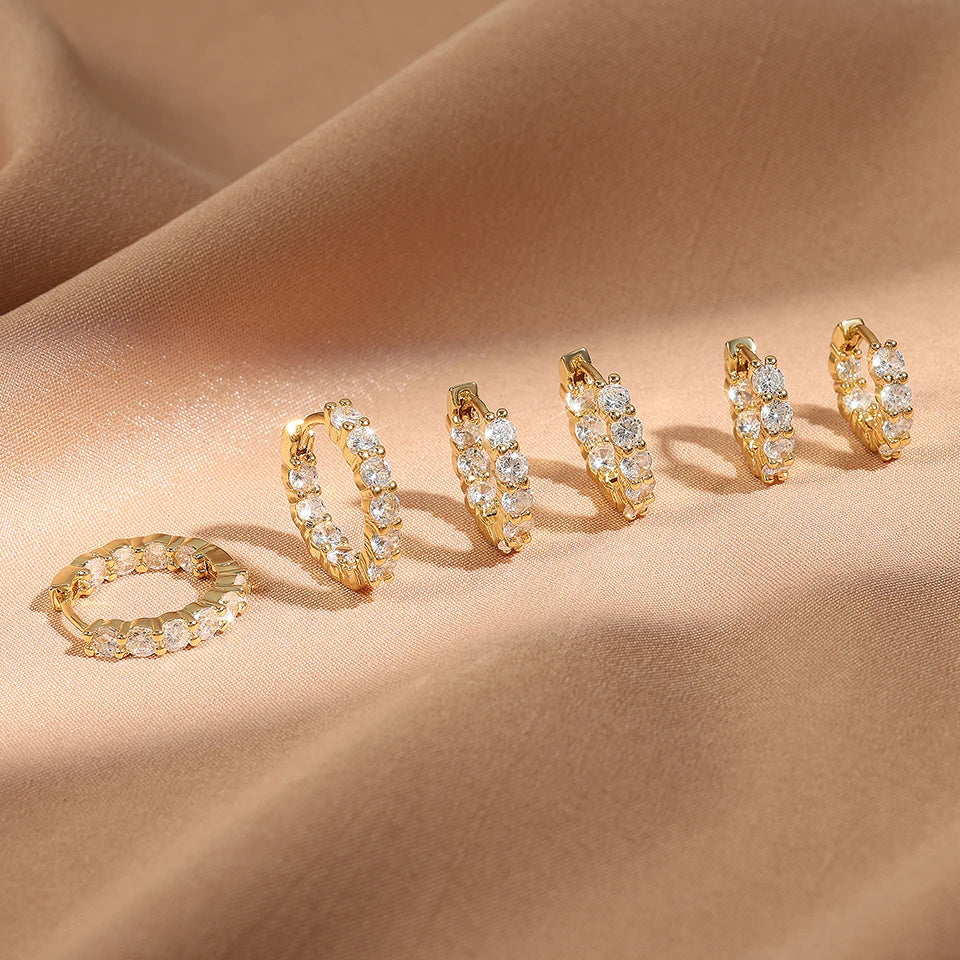 Yupsk 6pcs Shiny Zircon Ear Rings White Gold Color Huggie Cartilage Piercing Ear Cuff Tiny Earring for Women Men Jewelry Gift