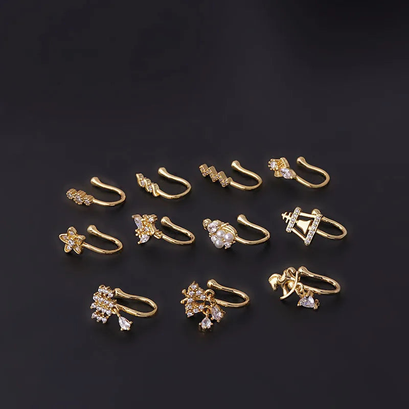 Fake Nose Piercing Jewelry butterfly water drop Fake Nose Rings for women non piercing Nose Clip Body Jewelry