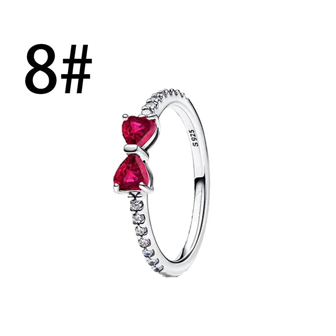 New Original 925 Sterling Silver Crown Bow Heart Set Ring Necklace Earring Crystal Women Valentine's Birthday Gift DIY Jewellery