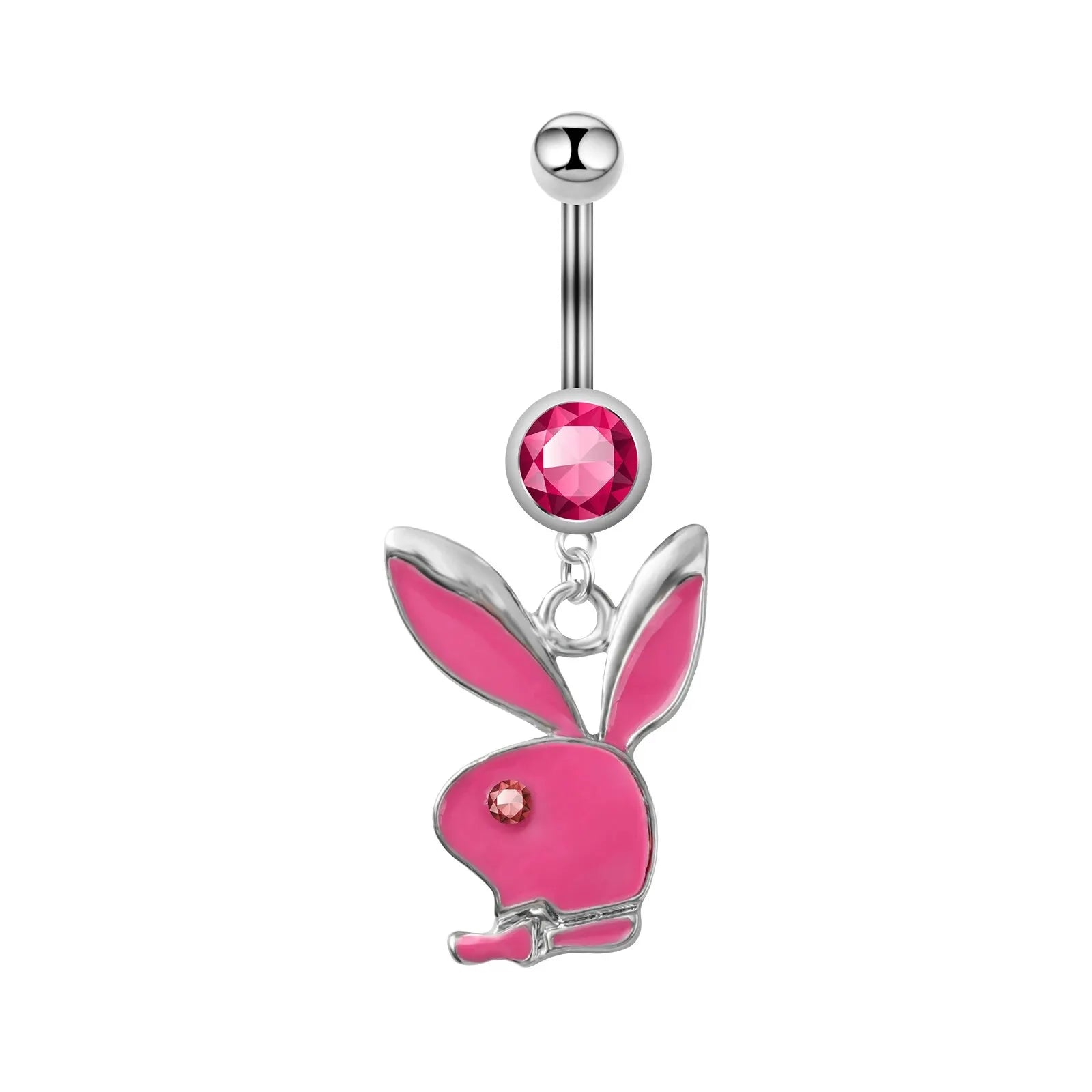 1pc Stainless Steel Belly Button Piercing Crystal Belly Button Ring Rabbit Pendant Gold Belly Button Ring Body Woman's Jewelry