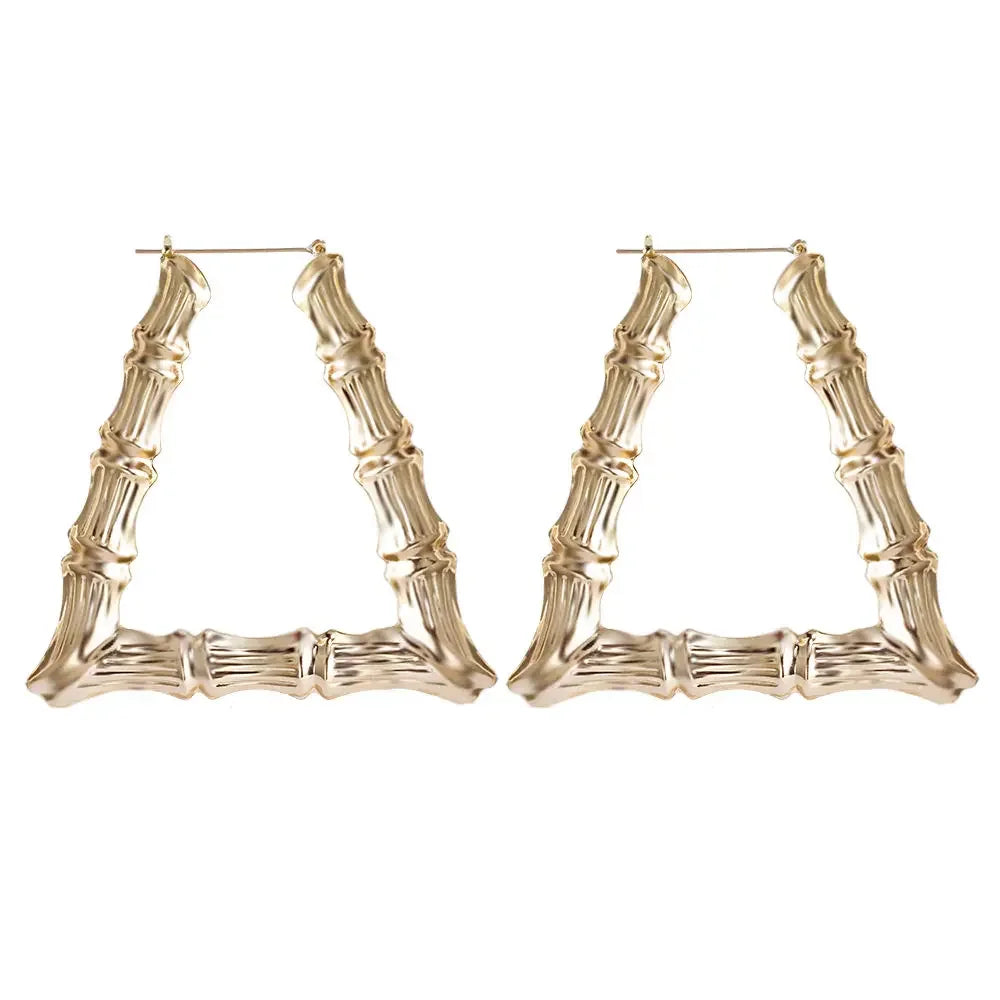 VIVILADY Big Large Bamboo Heart Hoop Earrings Women Gold Silver Color Basketball Wives Statement Brincos Boho Jewelry Party Gift