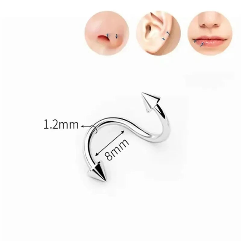 1 Pcs S Shape 316L Stainless Steel Lip Piercing Nose Ring Helix Piercing Cartilage Earring Body Piercing Vajinal Jewelry 16G