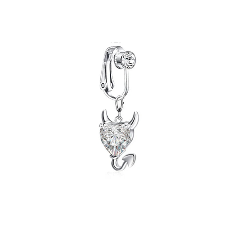 Faux Fake Belly Piercing Butterfly Leaves Dangling Long Fake Belly Button Pircing Clip On Umbilical Navel Cartilage Earring Clip
