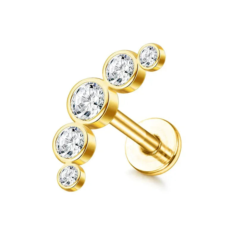 Drperfect 16G Cartilage Earrings Stud for Women Stainless Steel Flat Back Butterfly Moon Flower Helix Tragus Piercing Jewelry