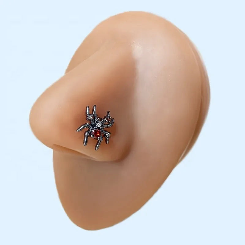 Gothic Nose Stud Surgical Stainless Steel Nose Piercing Jewelry Halloween Spider Nose Rings for Women