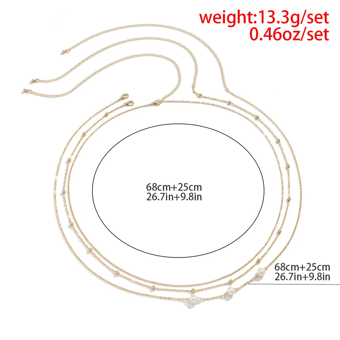 Sexy and Minimalist Imitation Pearl Chain Metal Waist Chain Mixed and Stacked Fashion Girl Beaded Woven Body Chain Belly Chain