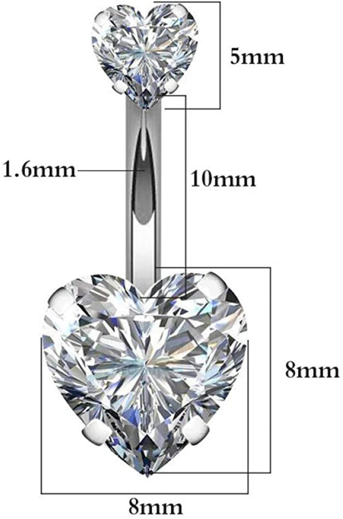 1PC Steel Belly Button Rings Crystal Piercing Navel Heart Style Navel Piercing Earring Belly Piercing Sexy Body Jewelry