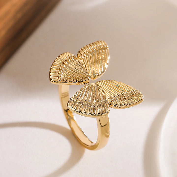 Vintage Gold Color Boho Style Butterfly Open Ring For Women Trendy Party Jewelry Finger Accessories