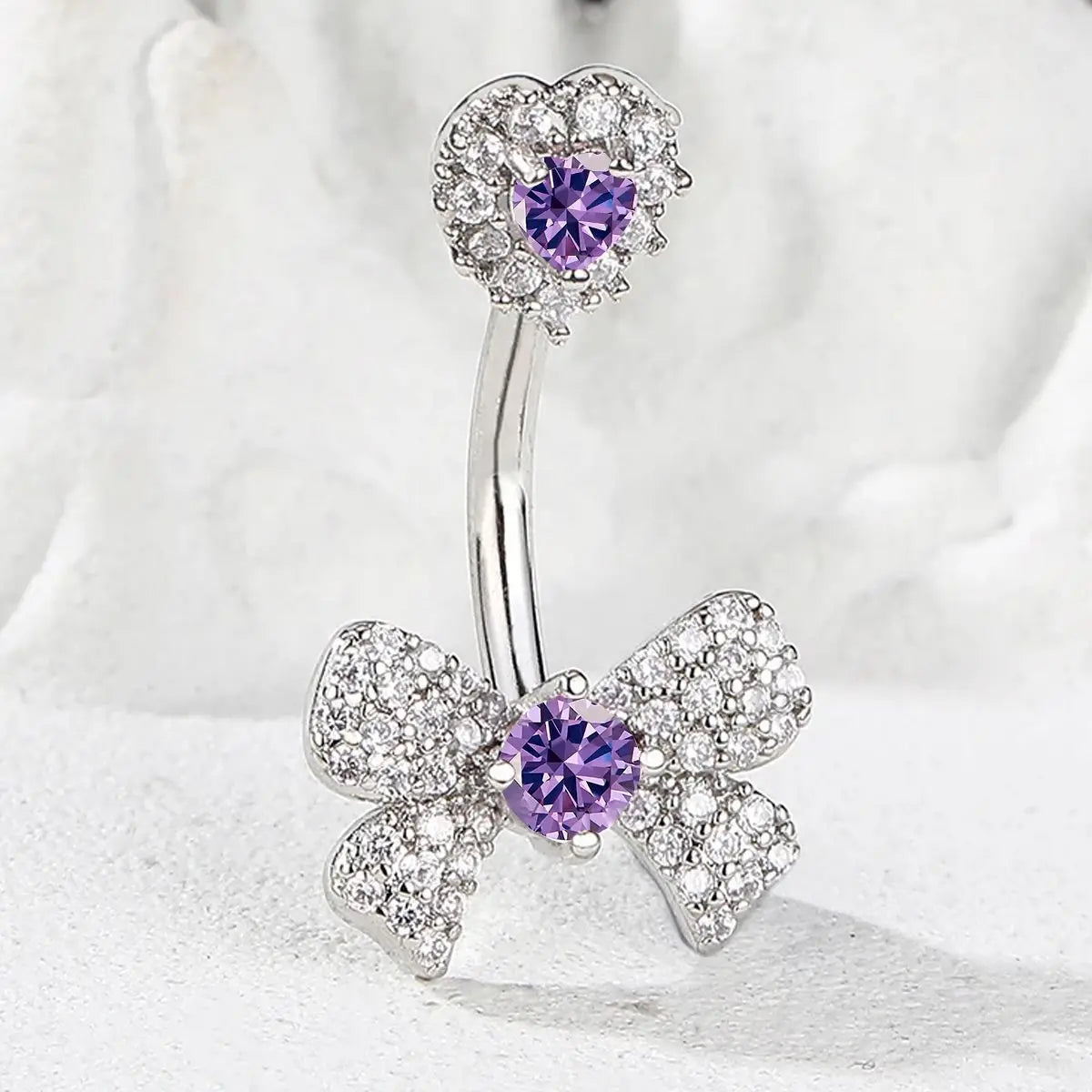 1Pc Simple Fashion Bow With Zirconium Navel Ring Lady'S Personal Puncture Jewelry Belly Button Nail Belly Jewelry