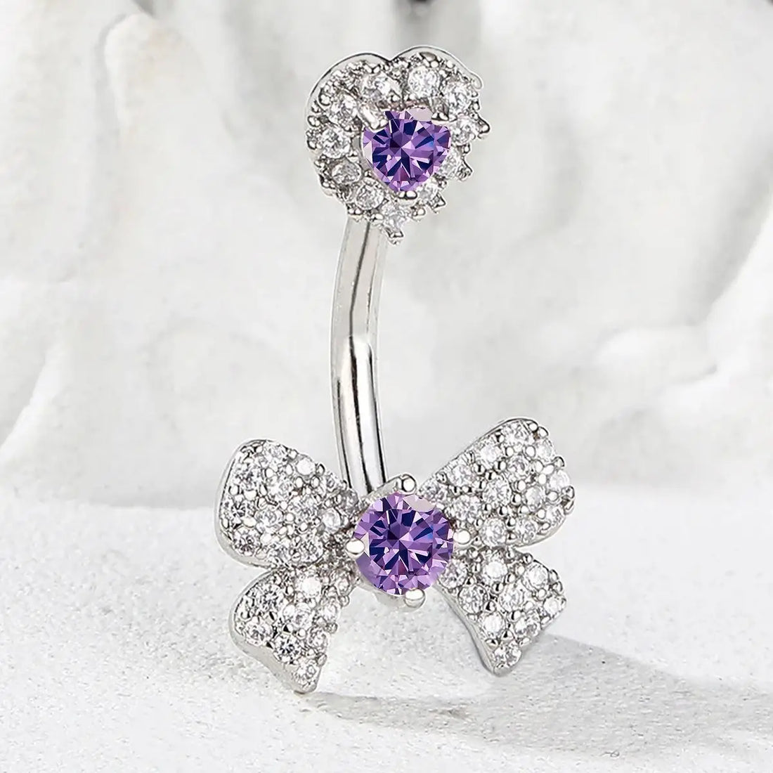 1Pc Simple Fashion Bow With Zirconium Navel Ring Lady'S Personal Puncture Jewelry Belly Button Nail Belly Jewelry