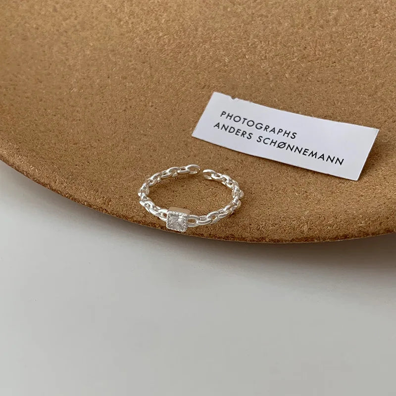 VENTFILLE 925 Sterling Silver Finger Rings New Fashion Creative Cross Hollow Chain Geometric Party Jewelry Gifts