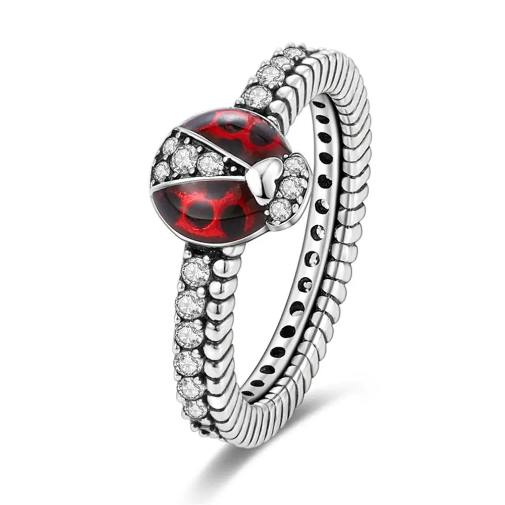 New Ladybug Full Set Colored Zirconia Butterfly Ring Sparkling Ladies Rings Fashion Jewelry Luxury Stackable Rings Gift Hot Sale