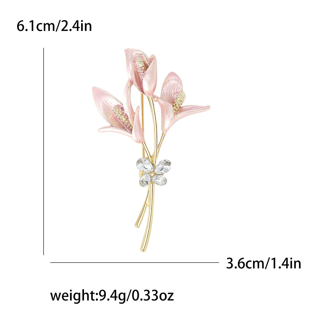 Resin Tulip Brooch for Women Unisex Rhinestone Flower Pin Pearl Plant Lapel Pin Banquet Party Backpack Gifts Jewelry Accessories