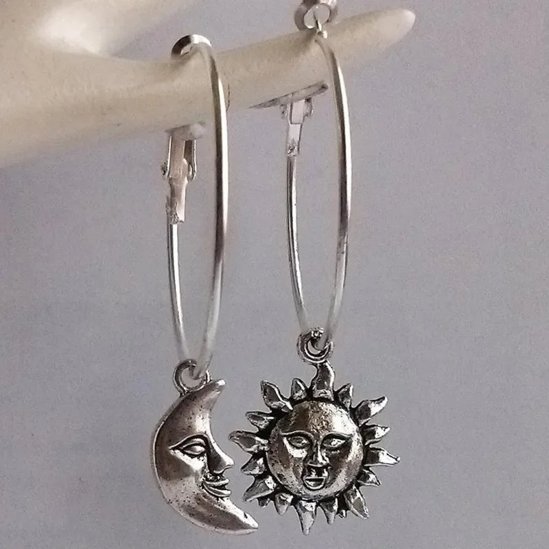 Whimsy Goth Swirly Star Earrings Silver Color Pair of Celestial  Witch Celestial Fairycore Gift Friend Women Boho Cute Gothic
