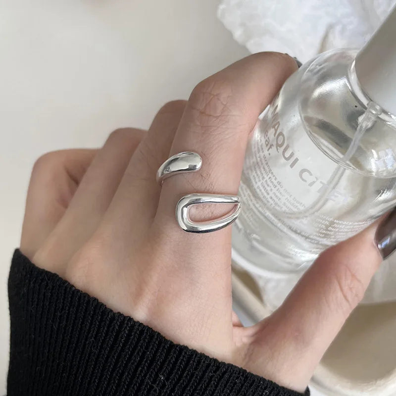 VENTFILLE 925 Sterling Silver Finger Rings New Fashion Creative Cross Hollow Chain Geometric Party Jewelry Gifts