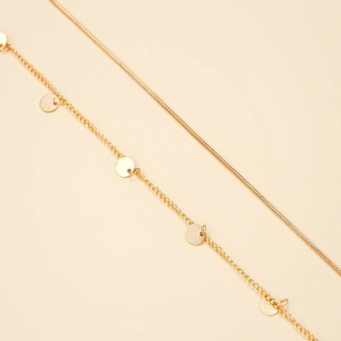 2pcs Round Coin Shape Tassel Pendant Thin Waist Chain Simple Boho Double Layers Body Chain Summer Beach Jewelry Gifts 2024 New