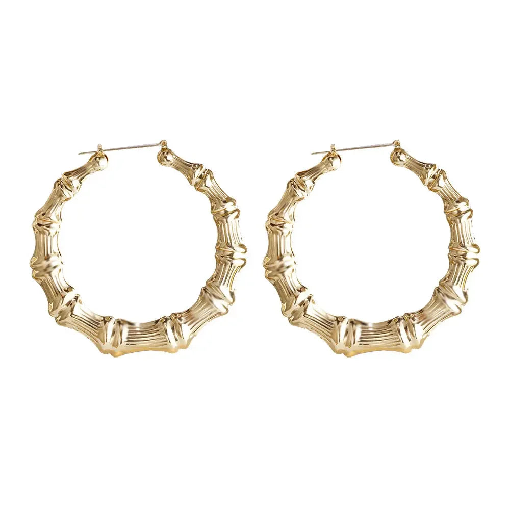 VIVILADY Big Large Bamboo Heart Hoop Earrings Women Gold Silver Color Basketball Wives Statement Brincos Boho Jewelry Party Gift