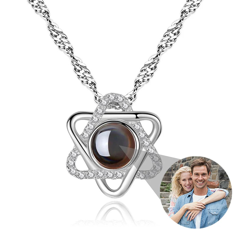 Custom Photo Necklace Projection Necklace with Picture I Love You 100 Languages Personalized Necklace Jewelry Gifts for Women