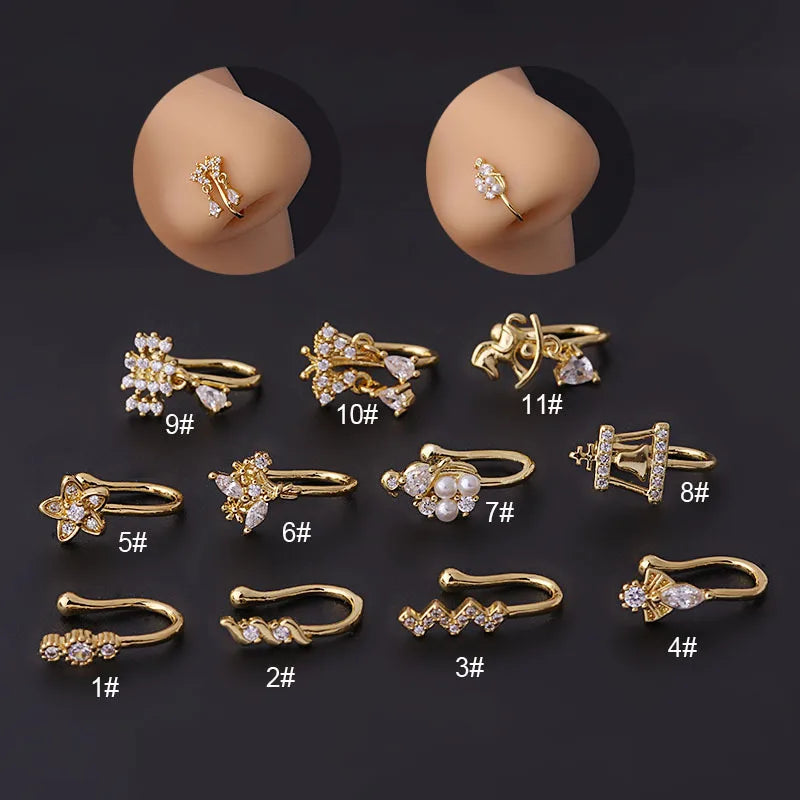 Fake Nose Piercing Jewelry butterfly water drop Fake Nose Rings for women non piercing Nose Clip Body Jewelry