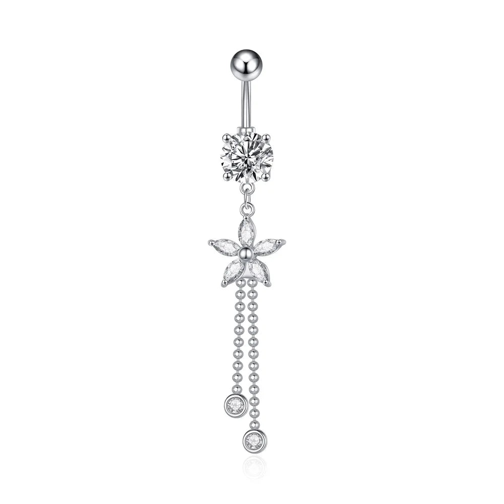 Trendy Angel Belly Button Rings Stainless Steel Zircon Butterfly Navel Piercing Surgical for Women Body Belly Jewelry Pendant