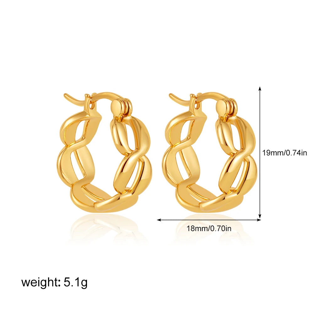 Fahsion Gold Color Twist Chain Link Hoop Earrings for Women Stainless Steel Statement Enamel Metal Huggie Earring Jewelry Aretes