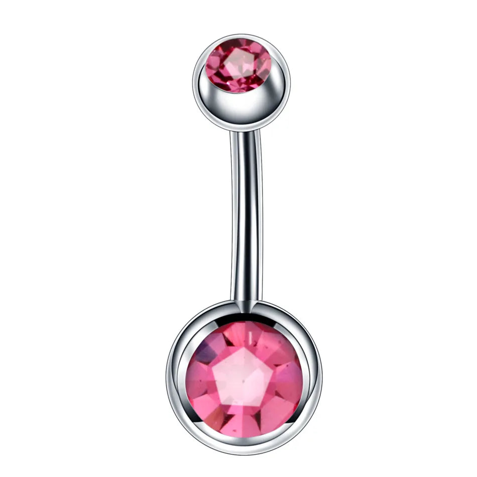 1PCS Pink Crown Belly Button Rings Jewelry Stainless Steel Heart Navel Piercing Barbell Crystal Cute Belly Rings For Women Girls