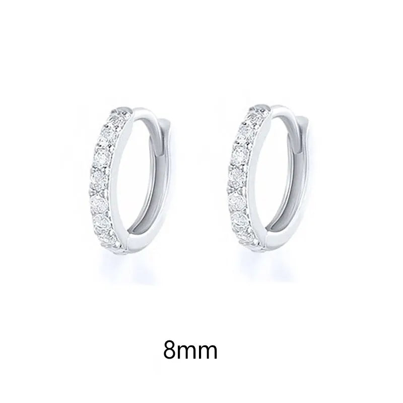 1 Pair Minimal Exquisite Hoop Crystal Zirconia Small Huggie Thin Cartilage Earring For Women Helix Tragus Piercing Jewelry