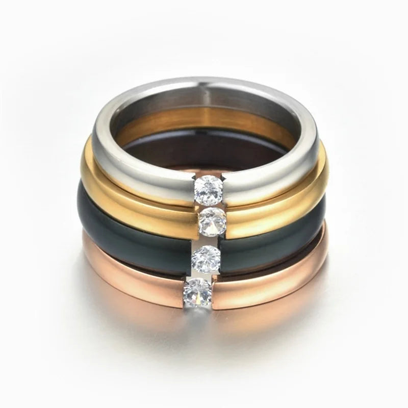 Fashion Cubic Zirconia Stone Lose Weight Stackable Rings Woman Stone Rings Men Girls Couple Finger Rings Valentine's Day Gift