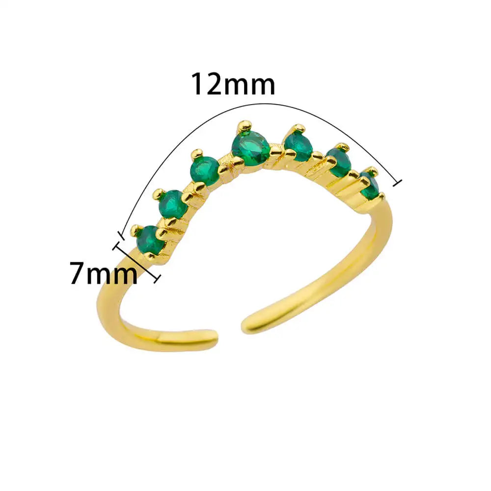 Mini Zircon Green Rings For Women Stainless Steel Gold Color Adjustable Finger Ring Engagement Wedding Christmas Jewelry Gift