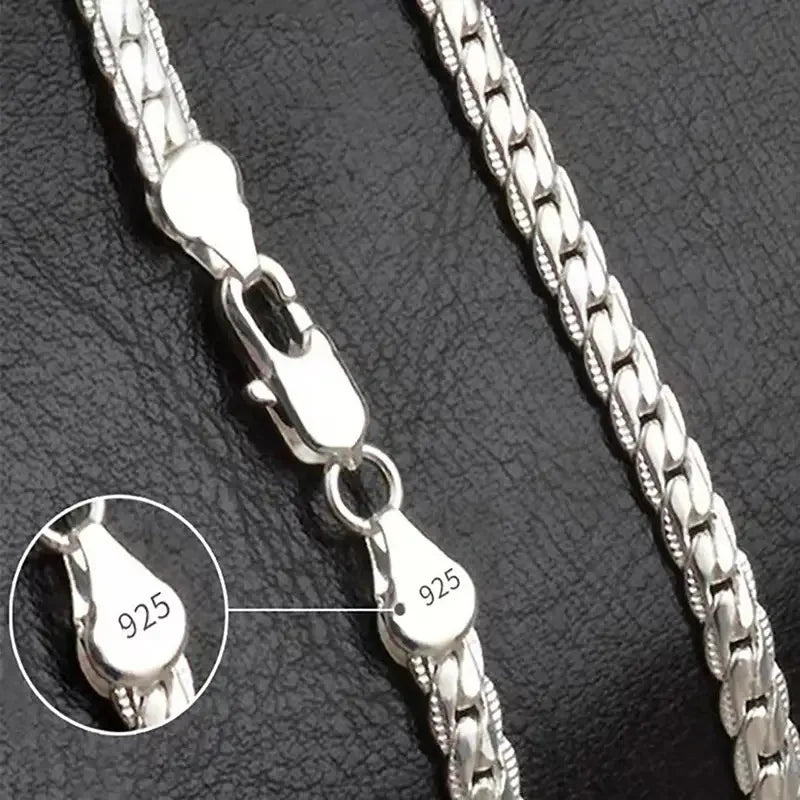 5MM Full Sideways Silver Plated Chain For Women 18-24 Inches Link Chain Choker Necklace Men Fashion Jewelry Gift
