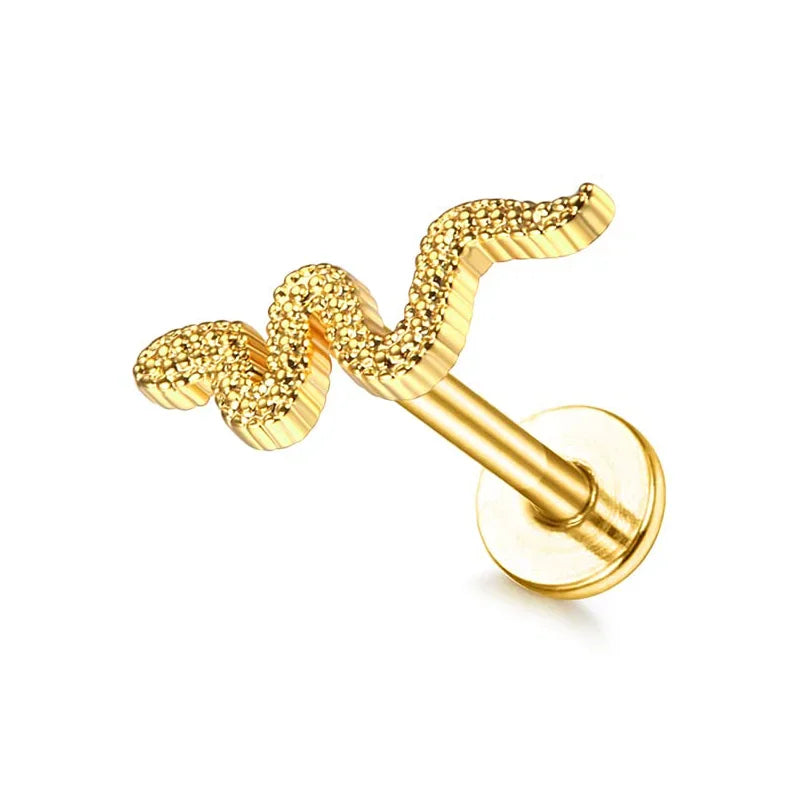 Drperfect 16G Cartilage Earrings Stud for Women Stainless Steel Flat Back Butterfly Moon Flower Helix Tragus Piercing Jewelry