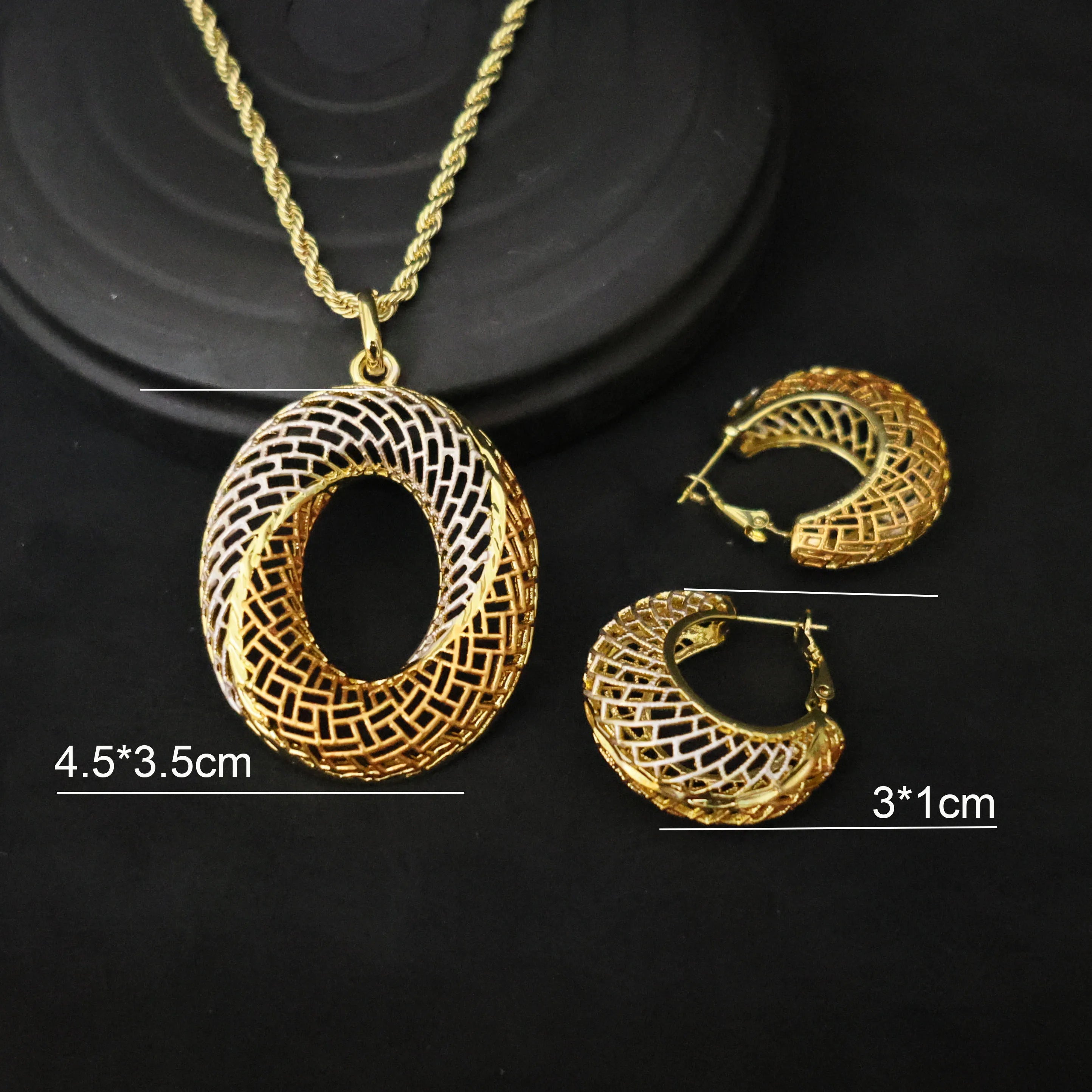 Luxury 18k Gold Plated Jewelry Set for Women Wedding Italian Jewellery Sets Bride Necklace and Earrings Bracelet African Gift