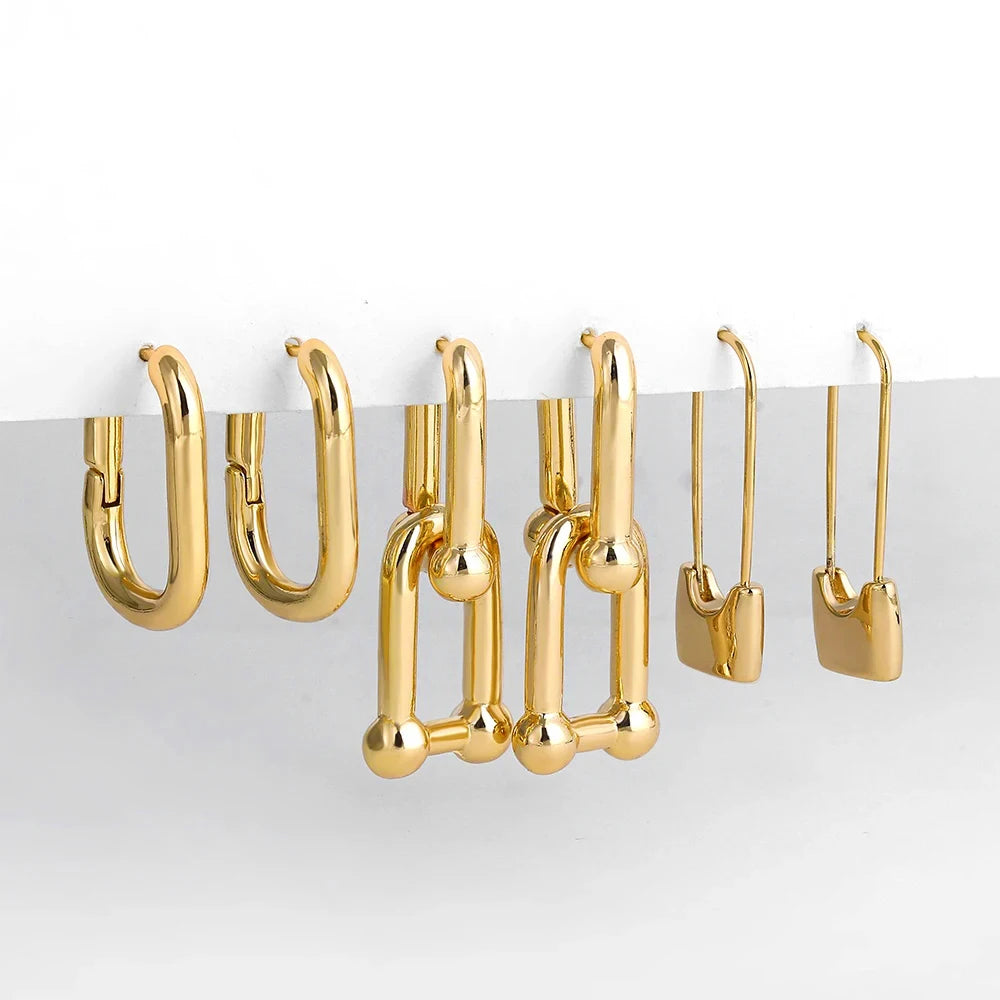 3 Pair/set Dainty Gold Color Geometric Circle Small Hoop Earrings for Women Statement Beads Twist Huggie Earring Fashion Jewelry