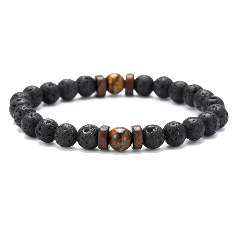 Volcanic Rock Stone Bracelet For Men Wooden 8MM Aromatherapy Lava Beads Bangle Tibetan Buddha Wrist Chain Women Jewelry