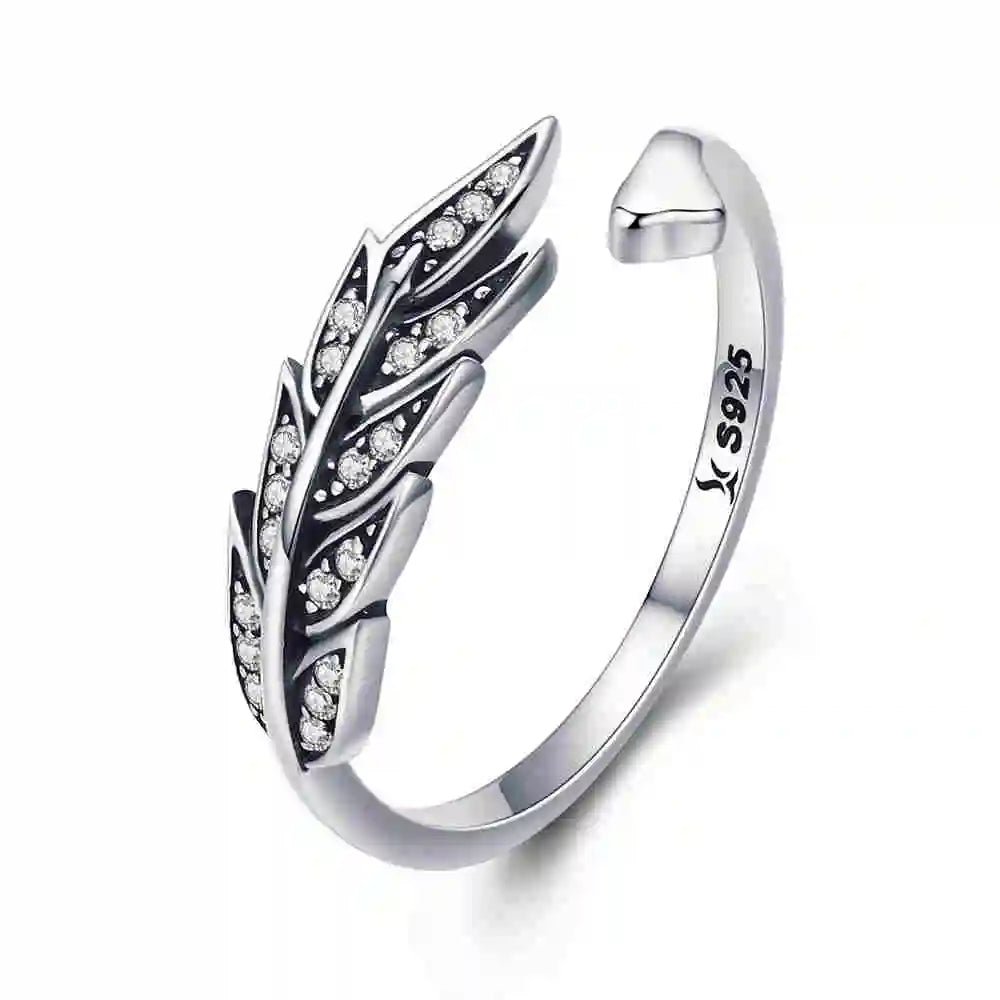 WOSTU Adjustable Rings Real 925 Sterling Silver Stackable Engagement Zircon Open Size Rings For Women Female Original Jewelry